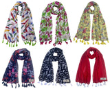 Fusfus WomenS Printed Chiffon Scarves And Stoles, Free Size(Multicolour, Fs1016) Pack Of 6 (Multicolor1)