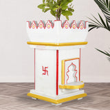 Obrawal Tulsi Planter | Gardening Planter | Natural White Marble | Handpainted | 1 Unit | Size 8 X 8 X 14 Inch, Approx. [ L X 