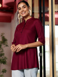 Libas Women'S Straight Tunics (58227_Wine Burgundy 2Xl