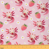 Erosebridal Pink Axolotl Fabric by The Yard Cute Axolotl Upholstery Fabric Pink Strawberry Decorative Fabrics Cartoon Spring Dai