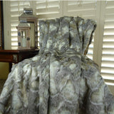Plutus Brands Rabbit Fur Throw Pillow, 96 X 110, Gray/Ivory/Champagne
