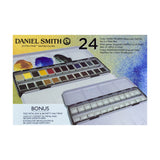Daniel Smith Extra Fine Watercolor Half Pan Set, 24 colors with bonus 24 empty half pans in a metal box (285650113)