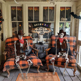 AW 2 Pack Halloween Pirate Life Size Skeleton Full Size Western Cowboy Skeleton 5.4 Ft Plastic Human Bone with Detailed Costume 