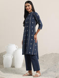 Libas Women'S Cotton Blend Kurta Set (400382 Blue M
