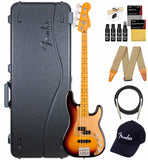 Fender American Ultra II Precision Bass - Ultraburst Bundle with Case, Strap, Cable, Hat, and Guitar Cleaning Kit