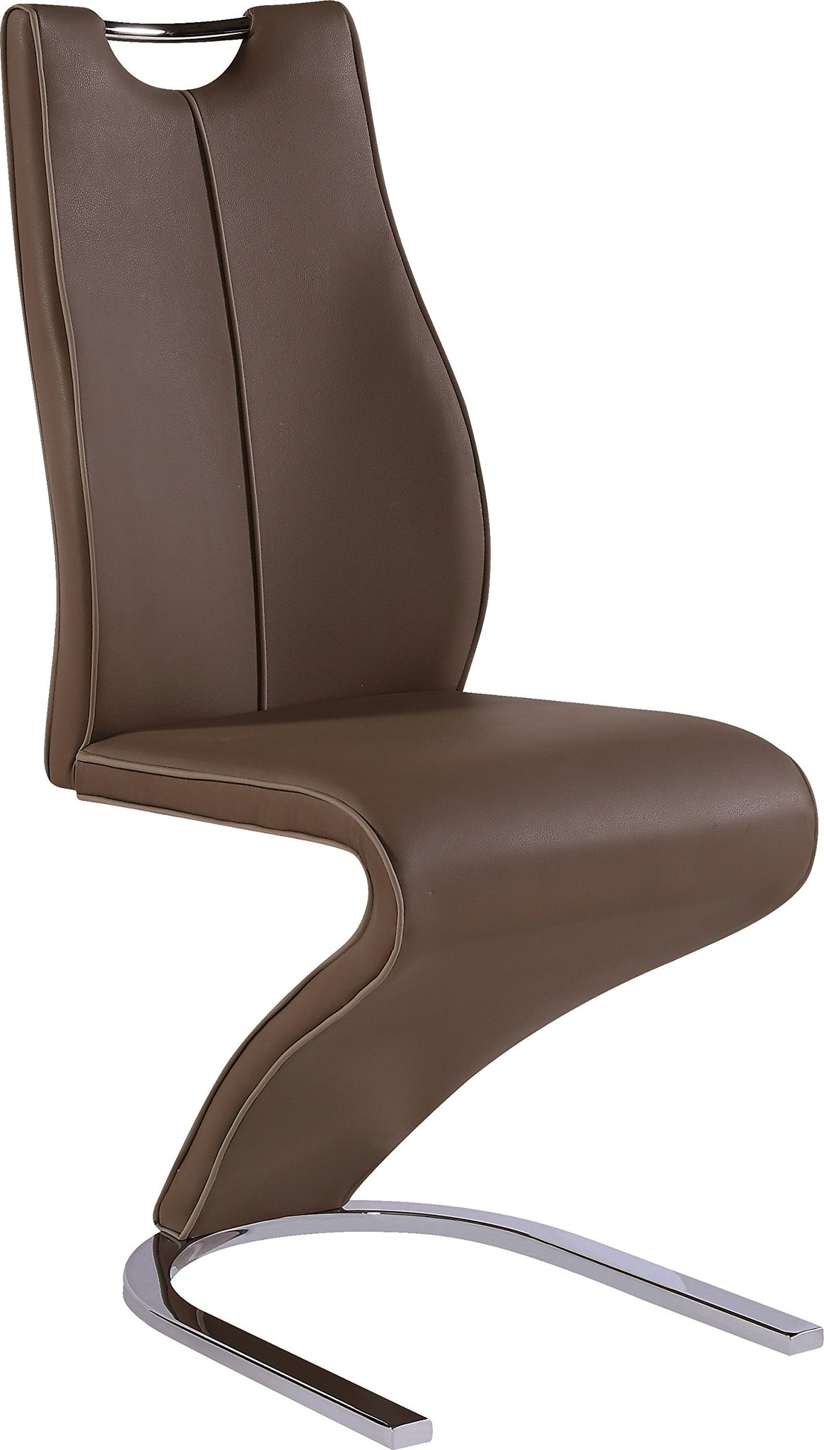 Global Furniture Dining Chair, Brown Pu With Cappuccino Trim