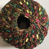 Garden Glitz Ladder Ribbon Yarn Dark Horse Beautiful #A106 Teal Green Gold Pink Copper Metallic Ladder