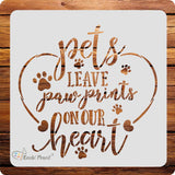 Kachi Pencil pet Leave paw Prints on Our Heart Stencil for Craft Painting, Scrapbooking |, Size 6x6 inch Reusable Stencils for P