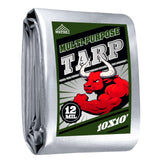 MVPNET 12mil Heavy Duty Waterproof Tarp 10x10FT, Extra Thick Polyethylene Cover in Green/Silver, UV Resistant & Tear Proof with 