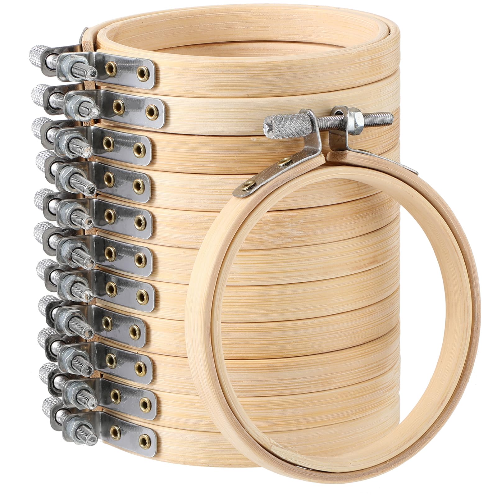 Hoteam 12 Pcs Small Embroidery Hoop Bulk Tiny Wooden Round Bamboo Sewing Circle Cross Stitch Embroidery Hoop for Craft Art Handy