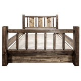Montana Woodworks Homestead Collection King Storage Bed With Laser Engraved Wolf Design, Stain & Clear Lacquer Finish