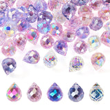 Boutigem 50Pcs Faceted Glass Teardrop Beads Electroplated Crystal Glass Beads 10x8mm 5 Colors for DIY Jewelry Making Necklace Br