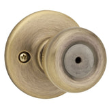 Kwikset Tylo Interior Privacy Door Knob with Lock, Door Handle For Bathroom and Bedroom, Antique Brass Keyless Turn Lock Doorkno