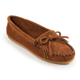 Minnetonka Women's Kilty Suede Hardsole Moccasins, Brown, 11 M US