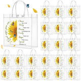 Kosiz 24 Pcs Church Gift Bags Bulk Clear PVC Bags with Handles Religious Sunflower Bible Verse Christian Treat Gift for Women Bi