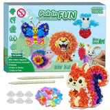 mom&myaboys Poke A Dot Art Kit - Animals Theme with Snail, Lion, Owl, Squirrel, Butterfly | No-Mess Sewing Craft for Kids Ages 4