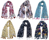 Fusfus WomenS Printed Chiffon Scarves And Stoles, Free Size(Multicolour, Fs906) Pack Of 6 (Multicolor4)