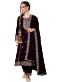 Libas Women'S Velvet Kurta Set (48817O_Burgundy