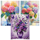 igoodom Flowers Diamond Art Kits for Adults, 3 Pack Flower Diamond Painting Kit, Full Drill Round Vase Diamond Art Kits, DIY Gem