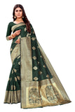 Sugathari Womens Banarasi Saree Pure Kanjivaram Silk Saree Soft New Ladies 2023 Design Wear Pattu Sarees Latest Cotton Party Sari Collections With Blouse Piece For Wedding Sadi (Pari 122 Green)