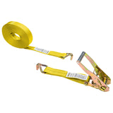 US Cargo Control 2 Inch Wide x 50 Foot Long Ratchet Straps with Wire Hooks, Yellow Tiedown Strap with Double J Hooks, Secure Car