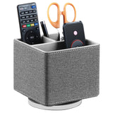 YAPISHI Remote Control Holder, 360 Swivel TV Remote Holder for Table, PU Leather Remotes Caddy, Nightstand Organizer for Media C