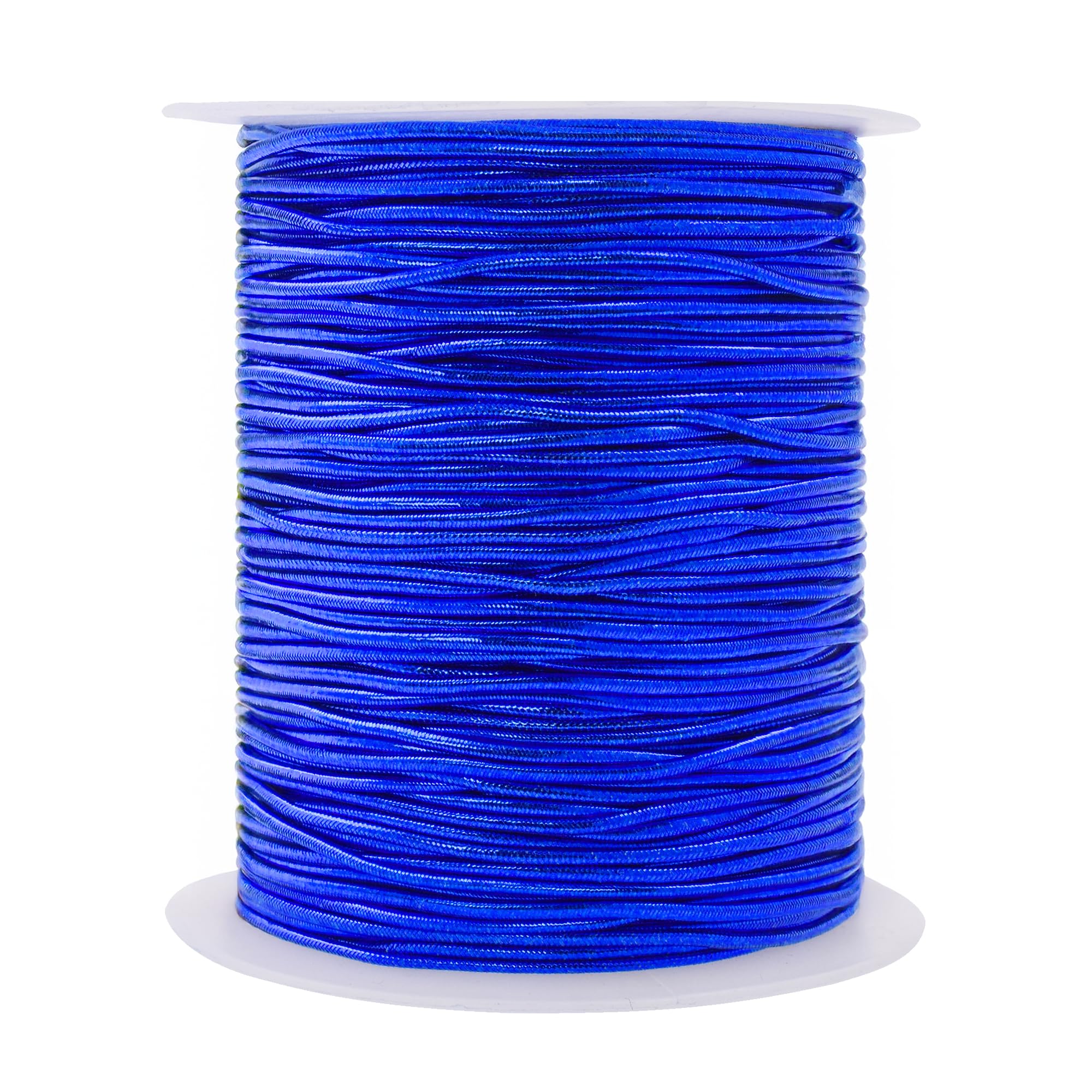 Mandala Crafts 1.5mm Metallic Cord Tinsel Elastic Rope for Gift Wrapping - Royal Blue Cord Stretch Wrapping Ribbon - 109 Yds Roy