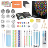Mandala Dotting Tools Kit with Acrylic Paints and Reusable Stencils Dot Art Kit for Rock Painting, DIY Craft Project, Home Dec