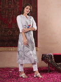 Anni Designer Women'S Cotton Blend Straight Printed Kurta With Pant (Nabhita White-Vks07_S_White_Small),White,S,,,