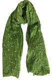 Kkrish Handcrafted Soft Touch Pure Cotton Bandhej (Bandhni) Stole. (Light Green)