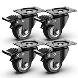 2 inch Swivel Caster Wheels,Heavy Duty Plate Casters with Safety Brake Total Capacity 600lbs (Pack of 4)