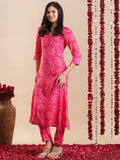 Gosriki Women'S Rayon Blend Straight Printed Kurta With Pant (Moore Pink-Gs_Xl_Pink_X-Large),Pink,,B0DG2ZZX98