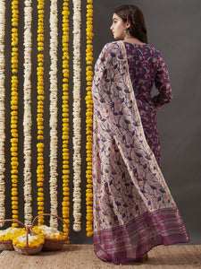 Gosriki Women'S Cotton Blend Straight Printed Kurta With Pant & Dupatta (Gopmata Pink-Gs_S_Pink_Small),Pink,,B0CP79ZTD9