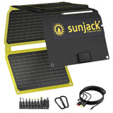 SunJack 40W Folding Portable Solar Panel Charger with Kickstands, IP67 Waterproof ETFE and DC/USBA QC3.0 / USBC PD30 for Cell 