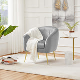 Yaheetech Modern Vanity Chair, Velvet Soft Accent Chair with Gold Metal Legs, Tufted Accent Chaise Lounge for Living Room/Makeup