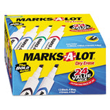 MarksALot 98188 Dry Erase Markers, 4 Ink Colors, 24 Markers/Pack