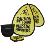 Caution Wet Floor Pop-Up Signs, 2 Pack with Storage Pouch Bilingual Double-Sided Safety Warning Signs by CrewSafe for Commercial