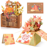 Giiffu 3D Greeting Pop Up Thanksgiving Card, 3D Pop-Up Box Card,Holiday Cards for Family, Fall Personalised Cards for Him & Her,