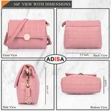 Adisa Women'S Girls Quilted Cross Body Sling Bag With Height Adjustable Belt (Sl5144) (Pink),Pink,,B0DK1L5X3S