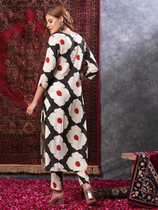 Gosriki Women'S Rayon Blend Straight Printed Kurta With Pant (Chunilal White-Vks03-Gs_M_Black_Medium),White,,B0D9YV5CDZ