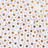 Yiizzxin 200pcs Round Gold Star Beads for Bracelets,4x7mm Flat Acrylic Bead for Jewelry Making DIY Necklaces Key Chains Crafts S