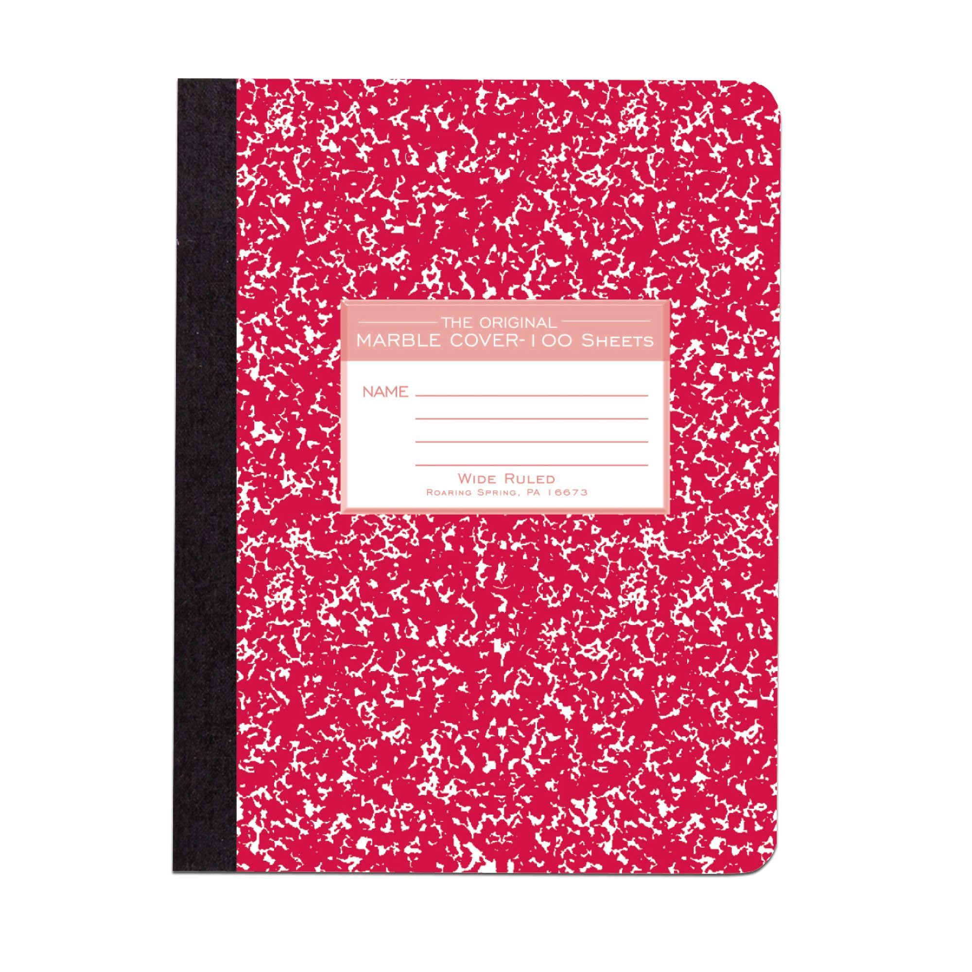 Roaring Spring Colored Composition Notebook, Wide Ruled, 100 Sheets, 15# White Paper, 9.75x7.75, Hard Board Assorted Color M