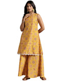 Libas Women'S Silk Blend Printed Kurta Set (36813_Yellow