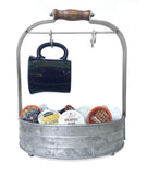 Autumn Alley Rustic Farmhouse Galvanized Coffee Mug Rack Organizer for Kitchen Counter | Mug Tree with Cup Hooks and Basket for 