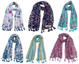 Fusfus WomenS Printed Chiffon Scarves And Stoles, Free Size(Multicolour, Fs2439) Pack Of 6 (Multicolor2)