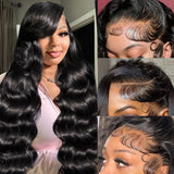 Ailwelia 13x6 Body Wave Lace Front Wigs Human Hair 200 Density Hd Transparent Lace Front Glueless Plucked Frontal Wigs 13x6 For 