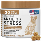 Calming Chews for Dogs - 30 Peanut Butter Melatonin Dog Sleep Aid & Calming Dog Treats with Thiamine, L-Tryptophan & Ginger