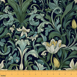 Erosebridal Floral Garden Flowers Green Black Women Fabric by The Yard 1 Yard | Romantic Natural Aesthetic Upholstery Fabric for