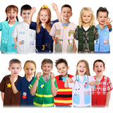 Jiuguva 12 Pcs Kids Role Play Dress up Clothes Community Helper Career Costumes for Toddler Pretend Play Firefighters Police Doc