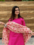 Anni Designer Women'S Rayon Blend Printed Straight Kurta With Pant & Dupatta (Barhai Pink_Xl_Pink_X-Large),Pink,XL,,,